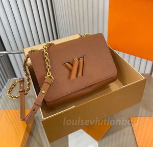 Luxus Designer Taschen Twist Lock Handtasche Geldbörse Echtes Leder Messenger Bag Stickerei Schultergurt Frauen Umhängetasche Klappengriff Umhängetasche