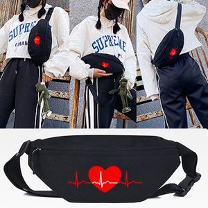 Waist Bags Running Chest Pack Heart Rate Print Sports Bag Portable Phone Pounch Gym Wallet Crossbody Shoulder Men Women