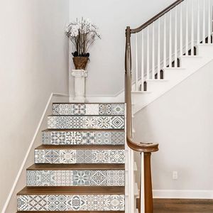 Väggklistermärken 6st/set 3D Stair Riser Decals Tile Mural Staircase Mosaic avtagbar klistermärke DIY Heminredning