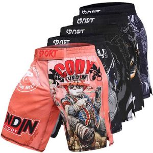 メンズショーツMMA通気性戦闘ボクシングショーツムエタイキックボクシングクールなショーツライトウェイトモワールウィッキングジムスポーツスウェットショートJ230608