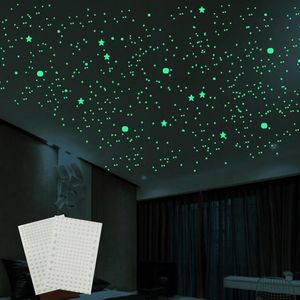 Adesivi murali luminosi 3D Moon Stars Dots Baby Elephant Adesivo unicorno Camera dei bambini Camera da letto Decorazione domestica Glow In The Dark Decalcomanie