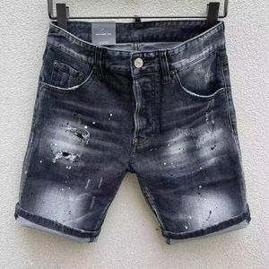 Men's Jeans 2023 Black Hole Scratched Fashion Short Shorts D01 230608