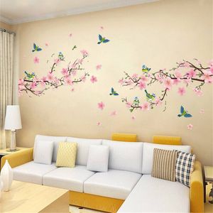 1 pc Sakura Wall Stickers Kids Rooms Bedroom Living Room DIY Art PVC Beautiful Flower Tree Removable Wallpaper home decor New