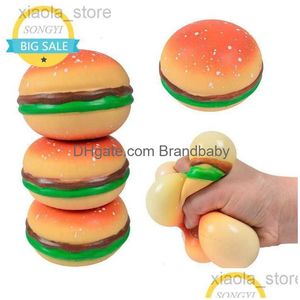 Decompression Toy Burger Stress Ball 3D Squishy Hamburger Fidget Toys Silicone Squeeze Sensorial Drop Delivery Gifts Novelty Gag Dhpzl