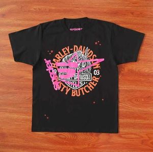 T-shirt da uomo Pink Young Thug Sp5der 555555 stampato Spider Web Pattern cotone maniche corte stile H2Y Top Tees hip hop taglia S-XL 288ss