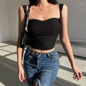 Women's Tanks Casual Straps Black Corset Crop Tops Women Summer Y2K Streetwear Sleeveless Backless Camis Skinny Club Party Outfits 2023