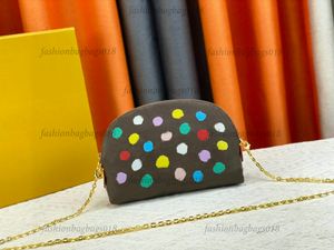 Borsa da trucco da donna con stampa zucca colorata YK Pouch cosmetico M46472 Yayoi Kusama Dots Pochette Cosmetique PM Moda Casual Articoli da toeletta Borsa da toilette firmata da donna