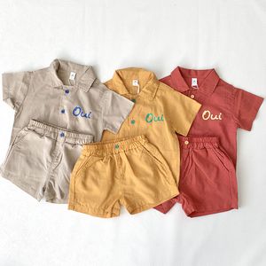 Наборы одежды детей xxx Boys and Girls одежда для одежды с коротким рукавом Polo Shirtpant Kids 2pcs Cott