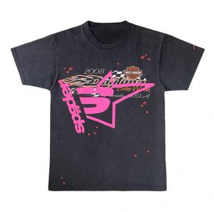 Mężczyźni Kobiety 1 Najlepsza jakość Pieniona druk Pająk Pająk T-shirt moda Top Tees Pink Young Thug SP5DER 555555 T SHIRT 336SS