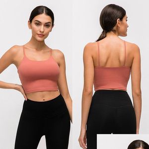 Yoga Outfit L83A Solid Color Women Bra Slim Fit Sports Fitness Vest Sexy Underwear With Removable Chest Pads Soft Brassiere Sweat Wi Dhaiy