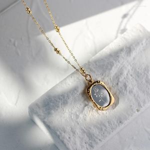 Chains Romantic Vintage Rose Women's Necklace Titanium Steel 18K Gold Plated Chain Round Bead Collar Jewelry