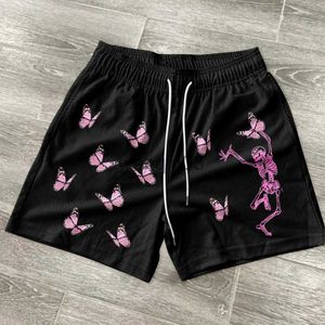 メンズショーツバタフライスケルトンランニングショーツメンスポーツY2K服フィットネスボディービルショートパンツクイックドライジムトレーニングビーチショーツJ230608