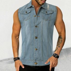 Regatas Masculinas Moda Masculina Casual Tendência Confortável Slim Denim Colete Pierced Sur Paratrooper Jaqueta de Inverno Leve Chuva