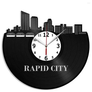 Duvar Saatleri Rapid City Skyline Sanat Kayıt Saati Ev Dekorasyonu 12 inç Doğum Günü