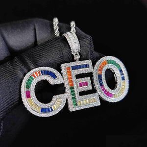 Collane con ciondolo Az Nome personalizzato Lettere Bling Colorf Lettera maiuscola T Zircone Uomo Donna Regalo Goccia Consegna Gioielli Pendenti Dhyph