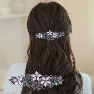 Dangle żyrandol nowy Korean Blue Crystal Flower Spring Clip Proste retro jeden liniowy klip poziomowy