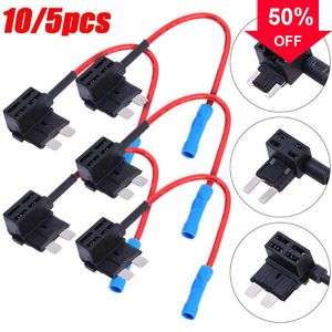 New 10/5pcs Car Fuse Holder Medium Small Mini Size Add-a-circuit TAP Adapter Micro Standard ATM Blade Fuses for Car Motorcycle Vans