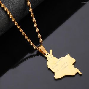 Pendant Necklaces Colombia Map With City Name Women Girls Stainless Steel Colombians Jewelry