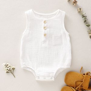 Rompers Summer Baby Kumpsuit 2023 Rajstopy chłopców i dziewcząt zwykłe bez rękawów ubranie moda ubrania dla dzieci ubranie maluch