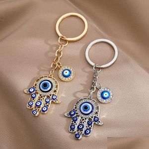 Key Rings Zircon Turkish Evil Eye Keychains Lucky Blue Charm Chain Vintage Keyring For Men Women Car Pendant Drop Delivery Je Dhgarden Dhlnk