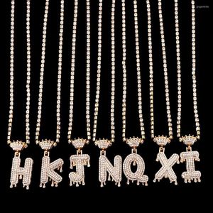 Ketten Luxus Voller Strass Buchstabe Initiale Name Anhänger Halskette Für Frauen Krone Alphabet Kristall Kette Männer Hip Hop Schmuck