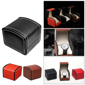 Single Watch Boxes Fashion Artificial Leather Square Jewelry Case Display Present Box Watches Portable Display Display Cabinet2458