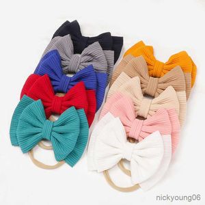 Akcesoria do włosów Baby Girl Headbands Big Bow Elastyczne opaski dla nowonarodzonego pałąka na głowę na głowę Solid Color Head R230608