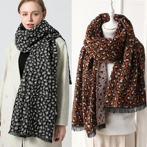 Scarves Thick Warm Winter Scarf Women 2023 Design Leopard Pashmina Shawls Cashmere Wraps Lady Blanket Stoles Bufanda