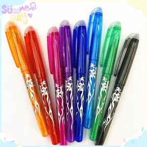 Bollpoint pennor 8st Erasable Gel Pen 05mm Colorful Washable Handle Magic Refills för skolskrivningsverktyg Kawaii Stationery 230608