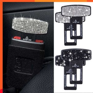 New 2PCS Rhinestone Bling Car Safety Belt Buckle Clip Universal Car Seat Belt Stopper Plug Vehicle Mount Bottle Opener Decoration