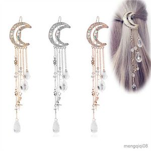 Other Hair Clips Fashion Crystal Rhinestone Moon Tassel Hairpin Five-pointed Star Pendant Accessories R230608