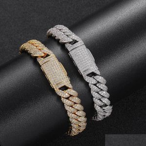 Bracelet Necklace 10Mm Hip Hop Cuban Link Chian 5A Cz Diamonds Real Gold Plated Jewelry Drop Delivery Sets Dhapg