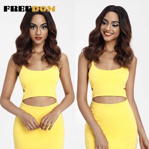 Synthetic Lace Front Wigs Middle Part Natural Wave Wavy Wig 20 Inch Wigs For Black Women Brown Cosplay Wigs 230524