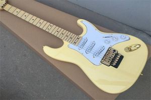 High Quality 24 Frets Cream Electric Guitar Scalloped Fingerboard Big Head Basswood Body Maple Fretboard Golden Hardware