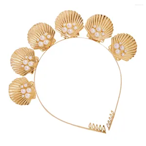 Bandanas 2 pçs conjunto de joias pérola argolas de cabelo presilha estrela do mar europeu americano tiara senhorita