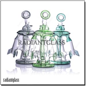 Designer berauschende Glasbong 18 cm Raumschiff Recycler Bongs Neue Form Disffusioned Perc mit Schüssel Glaspfeife Tabak Rauchen Zukunftselement