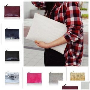 Outros Têxteis para Casa Crocodilo Padrão Moda Clutch Bag Feminina Envelope Couro Pu Mulher Cor Sólida Lady Sacos para Noite Atacado Dbc Dhrol