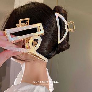 Dangle żyrandol moda octanowe pazurki do włosów zaciski kraba dla kobiet złote metalowe klipsy do włosów światło luksusowe włosy