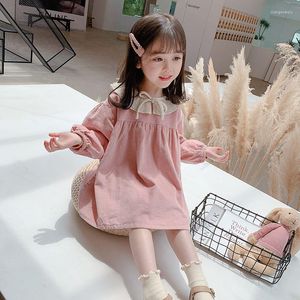 Mädchen Kleider 2-10 Jahre Kinder Langarm Druck Für Mädchen Süße Lose Rosa Prinzessin Kleid Kinder Frühling Kleidung Kleinkind Outfits