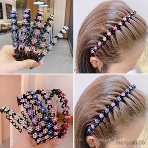 Other Fashion Elastic Flower Hair Hoop Bands Headband Bezel Girls Pearl Non-Slip Rhinestone Hairbands Women Accessories Headdress R230608