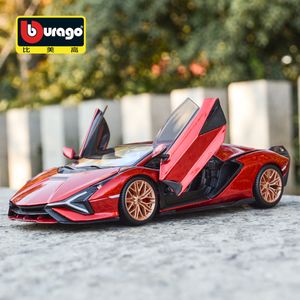 Diecast Model Car Bburago 1/24 Sian FKP 37 Red Sports Car Static Die Cast Vehicles Collectible Model Car Toys 230608