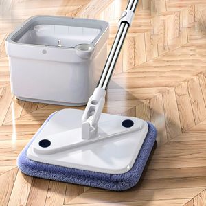 Mops Joybos Spin Mop mit Eimer Handfreier Lazy Squeeze Mop Automatischer magischer Bodenwischer Selbstreinigender Nano-Mikrofasertuch-Quadratwischer 230607