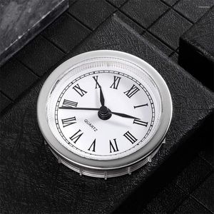 Titta på reparationssatser Mini Clock Insert 2,4 tum 61 mm rund kvarts fit-up rörelse miniatyr vit urtavla bezel romerska siffror