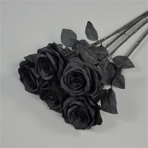 Silk Black Rose Artificial Flower Head Bouquet Home Living Room Weeding Chritmas Decoration New Year Decoration 8-9cm GC2170