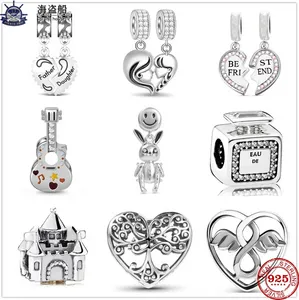 Dla Pandora Charms Authentic 925 Srebrne koraliki Nowy uśmiech twarz Rabbit Life Tree Family Faily Wiselant Bransoletka