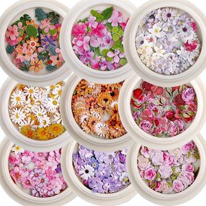 Nail Art Decorations 50pcs box Flower Ultra thin Wood Pulp Patch DIY Color Mixed Small Daisy Rose Decoration Accessories 230608