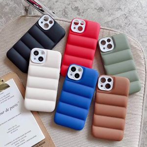 Down Jacket Shape Solid Color Phone Case for iPhone 14 13 12 11 Pro Max X XS XR Three-Dimensional Wave Pattern Mobile Phone Covers in OPP Bag