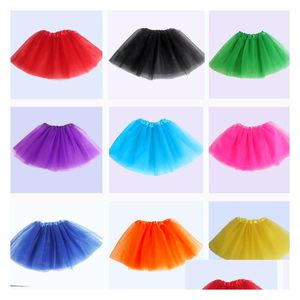 Skirts 14 Colors Top Quality Candy Color Kids Tutus Skirt Dance Dresses Soft Tutu Dress Ballet 3Layers Children Pettiskirt Clothes 1 Dh68Z