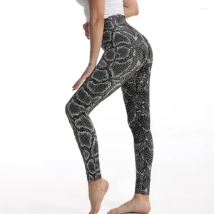 Kvinnors leggings fashionabla ormtryck kvinnor fitness byxor sport hög midja ankel längd stretch tunna leggins sa755