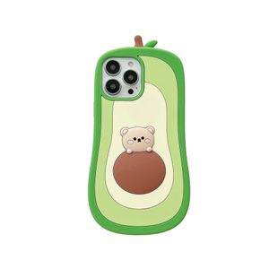 free DHL wholesale Luxury Cartoon Avocado 3D Case For iphone 14 13 12 11 Pro XS Max XR X SE2020 7 8 Plus kids Cute Soft silicone Phone Cover gift